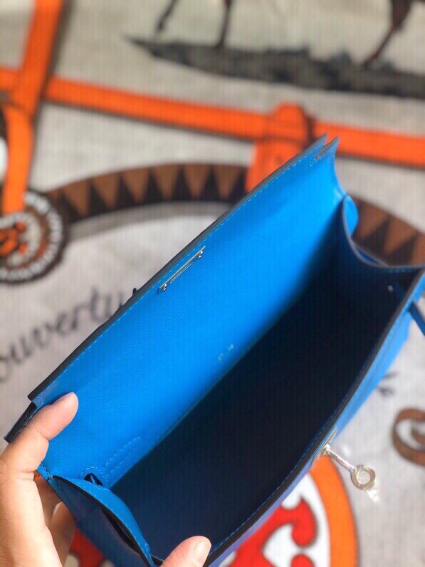 에르메스 미니 켈리백22 블루 은장 스위프트